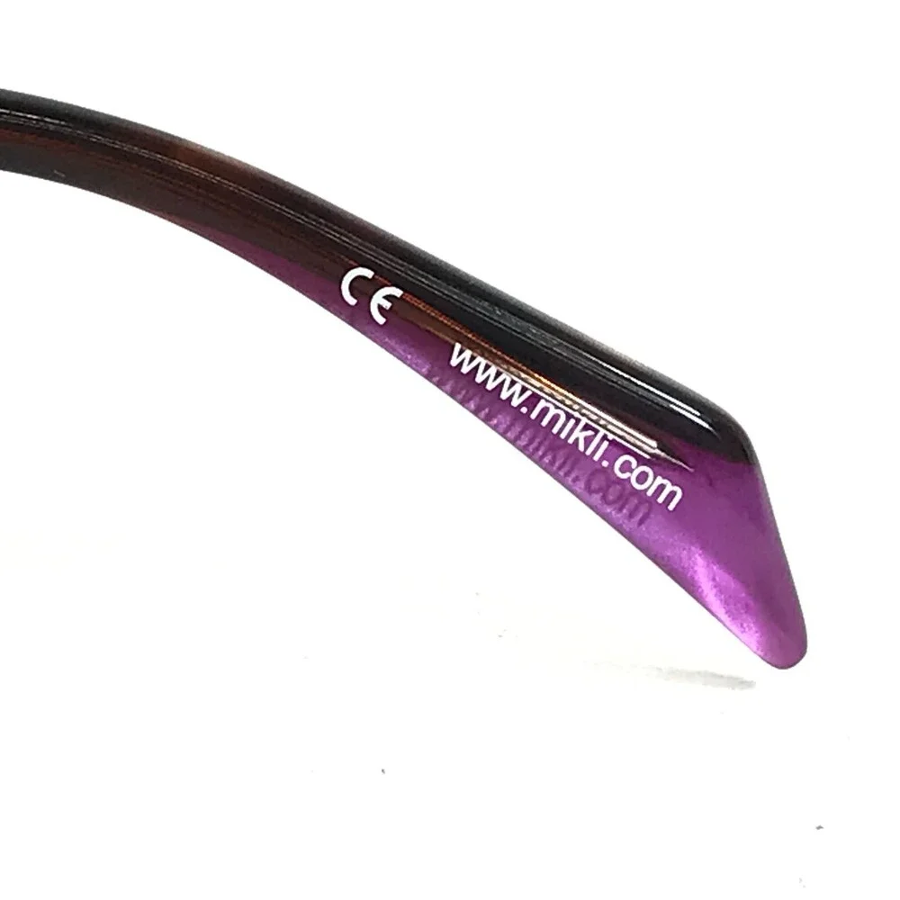 Mikli Eyeglasses Frames ML1217 C017 Purple Checkered Cat Eye Full Rim 54-15-140
